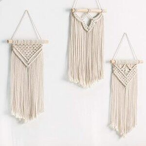 3 Boho Wall Decor Bohemian Wooden and Macrame Wall‎ Hangings Set
